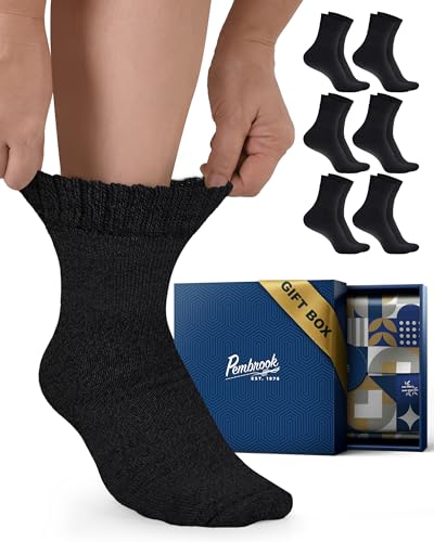 Image of Pembrook Bamboo Viscose Diabetic Socks for Women & Men - 6 Pairs Ankle Socks for Swollen Feet | Neuropathy Socks