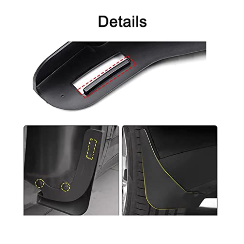 Image of Car Mud Flaps Splash Guards No Drill Compatible with Tesla Model Y 2020 2021 2022 2023 Model Y Performance Long Range (Set of Four)