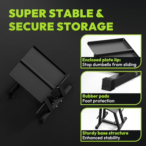 Image of HANDBODE Adjustable Dumbbell Rack with Plate Storage, 500 lb Capacity, Space-Saving Storage Organizer for Classic Dumbbells, Stable for dumbbells, Heavy Duty Column Stand for Home Gym