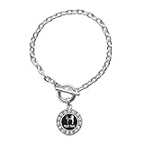 Inspired Silver - Muay Thai - Silver Toggle Bracelet for Women - Circle Charm Bracelet Jewelry Gift with Cubic Zirconia - Women's Charm Bracelet with Sturdy Toggle Clasp
