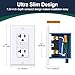 BESTTEN 20 Amp GFCI Outlet with Thinner Design, GFI Electrical Outlet with LED Indicator, Non-Tamper-Resistant GFCI Receptacle, Wallplate Included, ETL Certified, 10 Pack, White