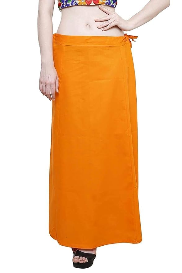 Girl Women's Royal Cotton Readymade Petticoat for Saree (Size-Small) Color-Orange-image-48
