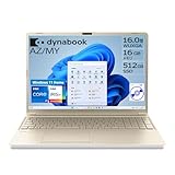 dynabook ノートパソコン AZ/MY【大画面16型 ブルーレイディスクドライブ搭載 オールインワンノートPC】 (Windows 11 Home /365 Basic + Office Home & Business 2024（デスクトップ版)/16.0型/第13世代 Core i7/SSD/ブルーレイ/アッシュゴールド)Webモデル W6AZMY7BDG