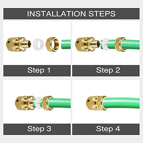 iBamso Garden Hose Connector, Solid Brass Garden Tap Connector, 1/2 Inch and 3/4 Inch 2-in-1 Faucet Connector - Image 3