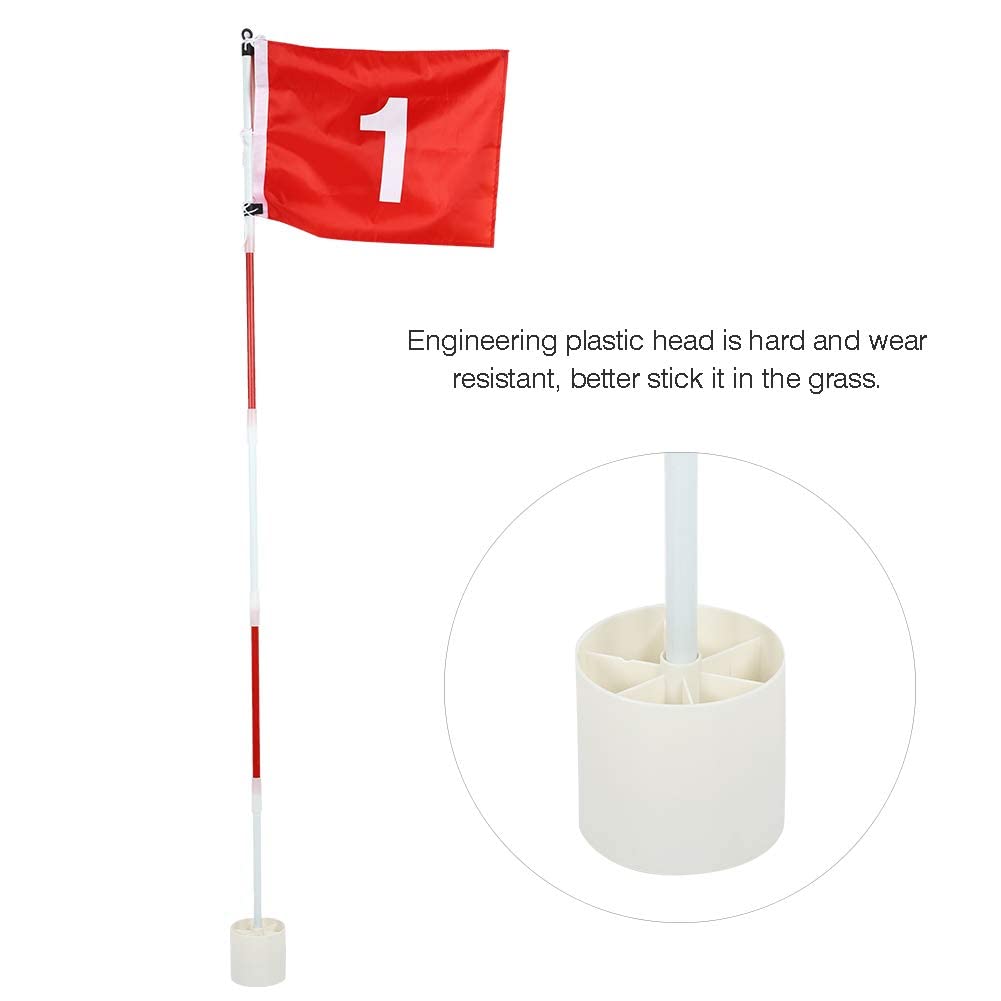 Ejoyous - Juego de banderas de agujero de golf (5 banderas de portátiles con bandera roja banderín y putting Cup mástil de bandera verde extraíble