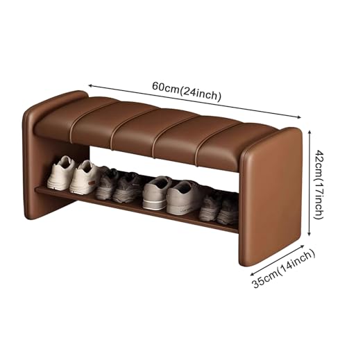 Banc à chaussures 2 niveaux en cuir PU meuble d'entrée