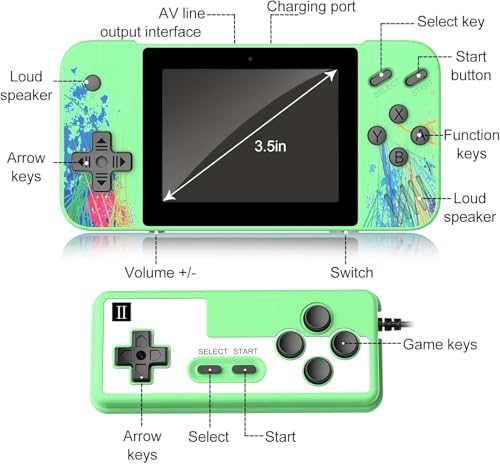 Deluisho Mini Console de Jeu Gameboy, Supporte 2 Joueurs et se Connecte à la TV, Préchargée avec 800 Jeux Classiques, écran LCD 3,5 Pouces, Mini Arcade, Cadeau pour Garçons et Filles – Image 4