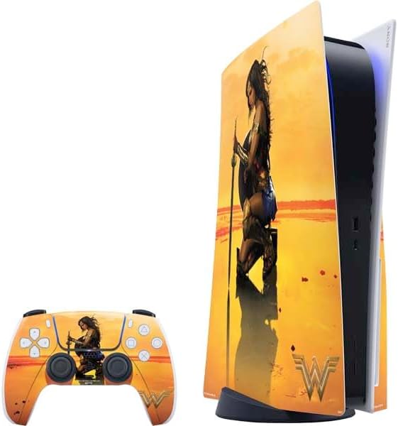 Skinit Decal Gaming Skin Compatible with PS5 Bundle - Officially Licensed DC Comics Wonder Woman Character Movie Poster Design