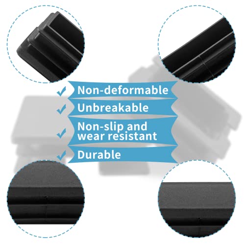 Image of 12 Pcs 1 inch x 2'' Rectangle Tube End Caps, Black Plastic Plugs Chair Leg Caps, Rubber Caps for Pipe Tubing Chair Leg
