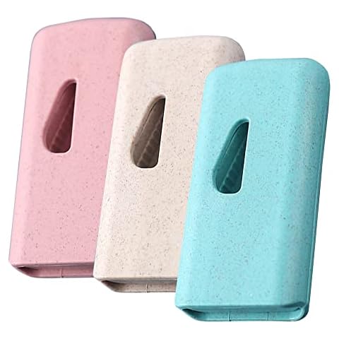 XFTSUNRISE 3 Pcs Pill Cutter Splitter Pill Cutter Portable Pill Cutter Pill Separator Perfectly Protects The Fingers and Cuts The Quality of The Separated Drugs Safely and Reliably, Blue, Pink, Beige Cover