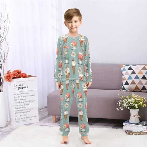 Soft Pajama Set For All Seasons,Breathable Pjs Long Sleeve Sleepwearcomfy Loungewear 2 Piece Underwear Set 3 8t 3193902