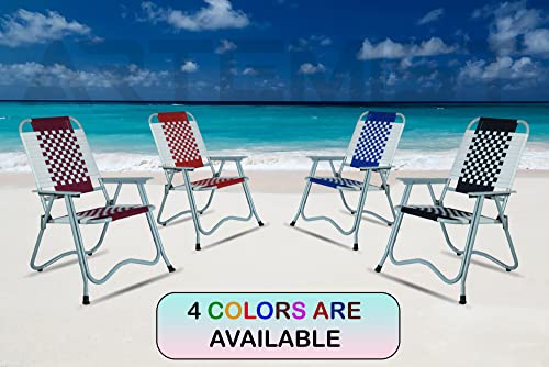 Image of ARTEMIST Foldable Stripe Chair with Arm Rest Portable Chair with Durable Folding Frame, Ideal for Garden, Patio, Lawn, Balcony (Black,Chromium Steel)