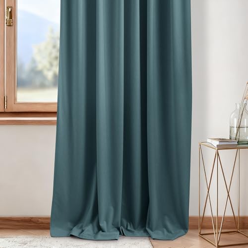 NICETOWN Greyish Blue Back Tab Velvet Curtains Room Darkening Panels, Thermal Insulated Super Soft Luxury Window Drapes for Hotel Hall Holiday Bedroom Living Room Decor, 2 Panels, 96" Length by NICETOWN - Image 7