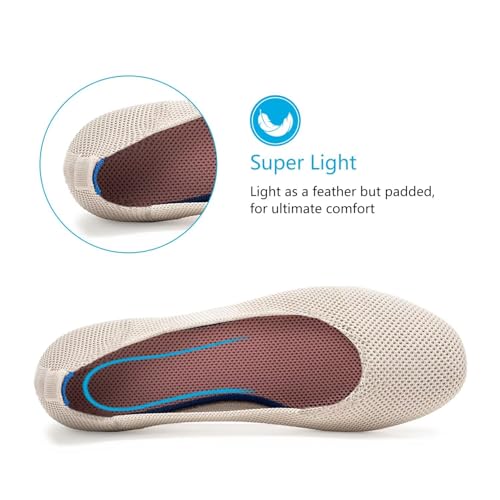 Image of Frank Mully Women's Ballet Flat Shoes Knit Dress Shoes Round Toe Slip On Ballerina Flats for Woman Low Wedge Comfort Soft
