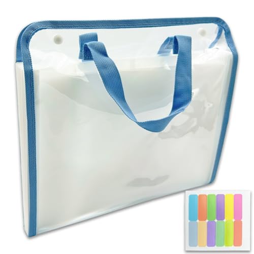 Pasta de arquivo sanfonada com 13 bolsos, organizador de PVC à prova d'água com adesivos, pastas de