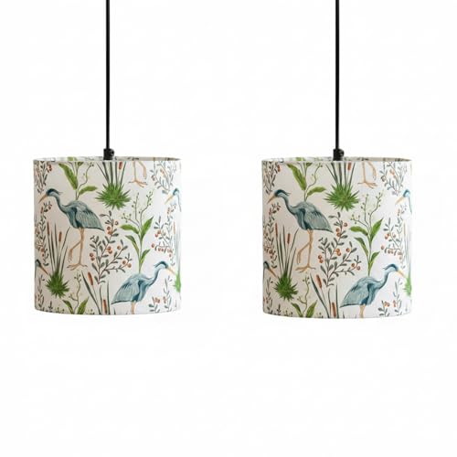 Image of ExclusiveLane 'Ostrich' Pendant Hanging Lights for Living Room (Set of 2, 8.1 Inch, Cotton Cloth Wrapped Over Polyvinyl) |Pendant Lights for Ceiling Lights for Living Room Hanging Lamps for Bedroom
