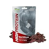 High Protein – Hot ‘n’ Spicy Biltong, 600g Pack of 12 x 50g High Protein, low fat, Thin Tender Slices of authentic Beef Biltong, beef Jerky, Gluten & MSG Free, Convenient Snack