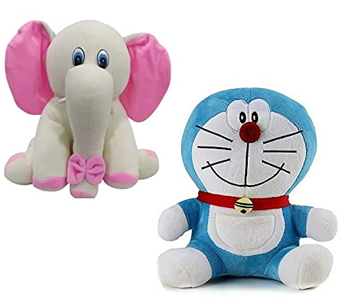 LT STORE - White Elephant & Doraemon Soft Toy for Kids, Children & Girls Playing Teddy Bear in Size of 30 & 26cm Long (B099X36VYC) Amazon Price History, Amazon Price Tracker