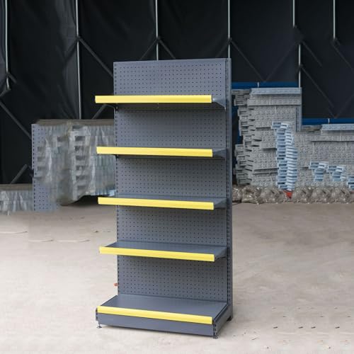 5 Shelves Retail Gondola Shelving Wall Display Rack - Convenience Combination Shelves?Single-Sided Supermarket Shelves, for Retail Convenience Grocery Office Supply Or Liquor Stores(S3,90 * 43