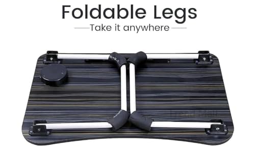 Image of Multipurpose Foldable Laptop Table with Cup Holder, Study Table, Bed Table, Breakfast Table, Foldable and Portable /Ergonomic & Rounded Edges /Non-Slip Legs Kids & Adults (Black)
