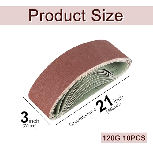 SALI Schleifbänder 10 Stück 75 x 533 mm Schleifband Körnung 120 Bandschleifpapier für Bandschleifer Schleifmaschine zum Holz Metall Schleifen, Feilen, Schärfen und Entrosten