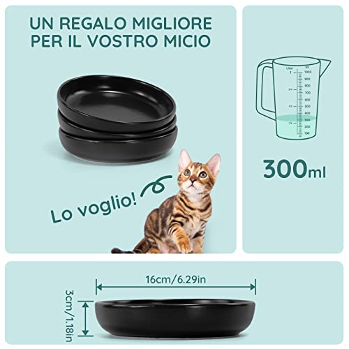 SPUNKYJUNKY Ciotole per gatti 3 pezzi in ceramica