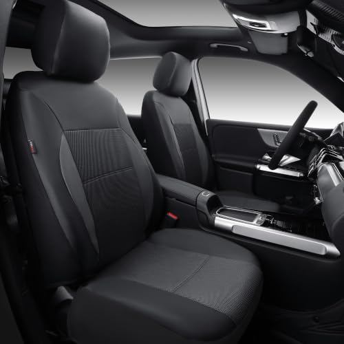 Image of CAR PASS Leather Seat Covers Breathable Air Mesh Car Seat Cover Full Set Super 5mm Sponge Inside, Airbag Compatible, Universal Automotive Interior Cover Fit for Car SUV Truck Van, Black