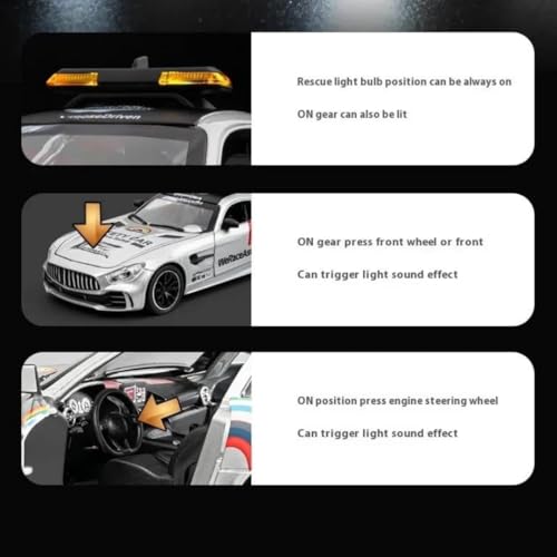 Image of PLUSPOINT Die cast Metal AMG-GT3 F1 Edition 1:24 Car Realistic Scale Model, Pull Back Diecast Classic Vehicles Alloy Simulation Supercar with Lights and Sound Collection and Gift for Aldult, Kids