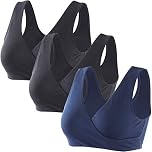 ZUMIY Maternity Nursing Bras, Seamless Maternity Bra for Pregnancy & Breastfeeding, Comfortable Wireless Bra Night Sleep Top (XL, Black+Black+Navy blue/3pack)