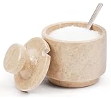 MARBLOUS KRAFTS Marble Salt Container with Lid & Spoon 3' Verona Pepper, Spices...