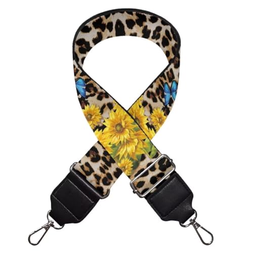 Image of Coldinair Leopard Print Purse Strap Replacement Sunflower Crossbody Handbag Straps Butterfly Wide Wide Strap for Crossbody Bag