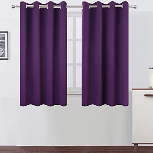 Image of LEMOMO Purple Blackout Curtains /52 x 45 Inch Length Kids Curtains /Set of 2 Panels Grommet Bedroom Curtains for Living Room