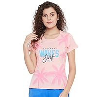 Clovia Women’s Cotton Rich Floral Print T-Shirt