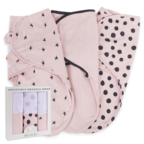 Image of Ely's & Co. Adjustable Swaddle Blanket Infant Baby Wrap Set 3 Pack, for Baby Girl (Blush Pink, 0-3 Months)