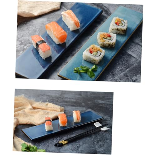 Plato rectangular de cerámica estilo japonés para sushi miniatura 7