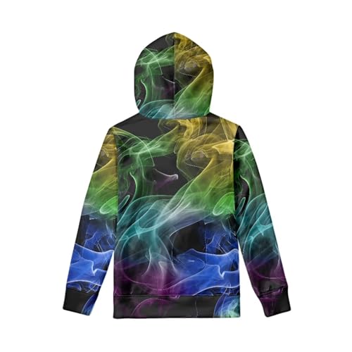 Hoodies for Boys Girls 3d Printed Colorful Smoke Hooded Sweatshirts Long Sleeve Pullover Hoody with Pocket 6-16Y3