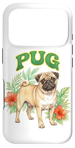 Pug Dog Groovy Floral Pug Dog ���� �{�[�z�[ �p�O �� �X�}�z�P�[�X iPhone 17 Pro �p