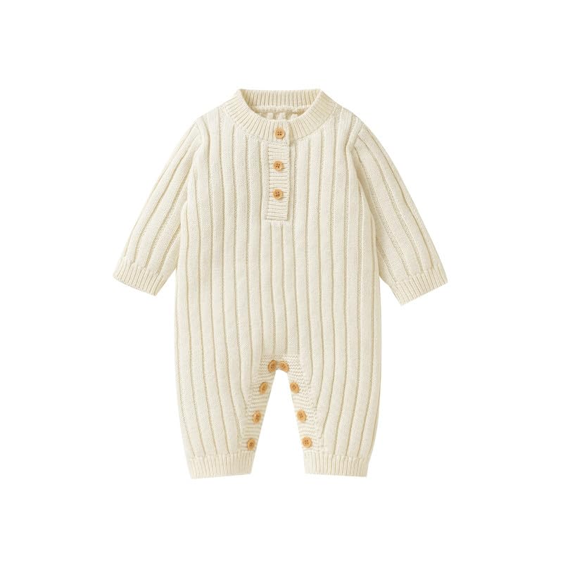 Neiwech Baby Boy Girl Romper Newborn Infant Knit Striped Solid Long Sleeve One Piece Jumpsuit Clothes