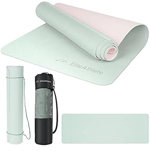 EliteAthlete Yogamat – sportmat – fitnessmat – gymnastiekmat gewatteerd & antislip voor fitness, pilates – yoga mat – 183 cm x 61 cm x 0,6 cm – oefenmat incl. transportband + tas
