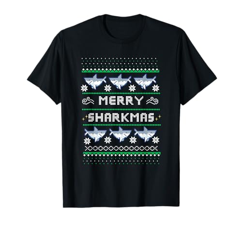Merry Sharkmas Ugly Christmas Sweater Holiday Shark Xmas T-Shirt