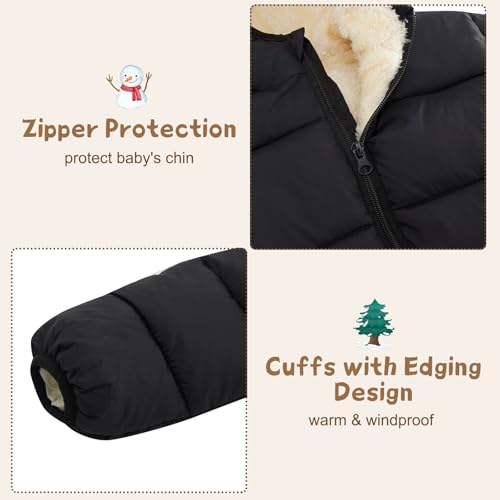 BFUSTYLE Toddler Black Jacket Lightweight Padded Coat for Baby Girl Boy 2 Year Old Girls\' Boys\' Winter Gifts - Thumbnail 5