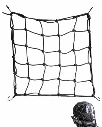 TISCH Red de Casco para Moto y Pulpo Elástico de Equipaje, 1 Ud 90cm con 4 Ganchos – Sujeta y Estabiliza Cascos o Carga contra Caídas y Deslizamientos en Moto y Bici