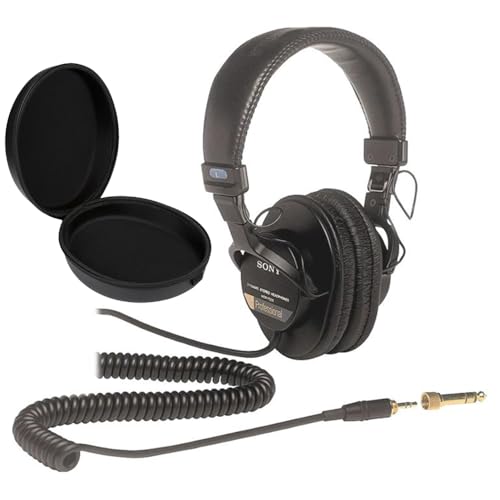 Sony MDR7506 Professional Large Diaphragm Headphones Bundle with Headphone Case Black