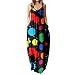 NANNIYA Robe Blanche Longue Femmes imprimé col en V Maxi Robes été Spaghetti Sangle Robe Robe d'été Plage Longue Robe avec Poches Robes De Plage Femmes Été avec Manches