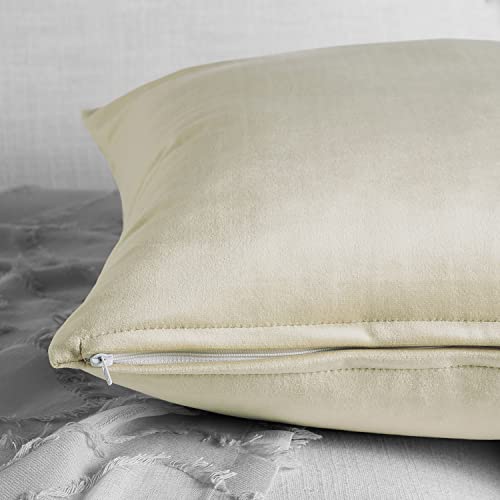 Image of HPD Half Price Drapes Cushion Cover 18 x 18 Heritage Plush Velvet - VPYC-198593-CC18PR - Pair, Au Lait Creme