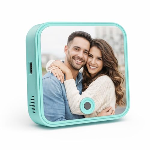 Image of Rangoli Personalized Photo Frame with Inbuilt Music Player 98 x 98 mm | Customized Picture Frame with Song Playback | USB-C Charging Port | Unique Gift for Couples, Birthday, Anniversary. D-12