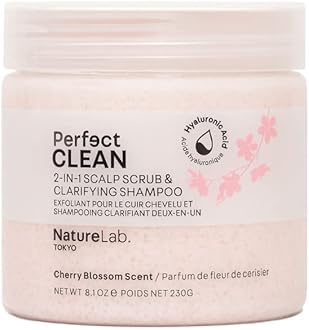 NatureLab.TOKYO Perfect Clean Scalp Scrub LIMITED EDITION Sakura Scent:2-in-1 Hair Treatment to Clarify and Remove Product Buildup for Immense Shine I Cherry Blossom Scent | 8.1 OZ