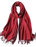 MaaMgic Womens Pashmina Scarfs Winter Cashmere Feel Shawls Wraps Scarf Warm Stole, Deep Red and...