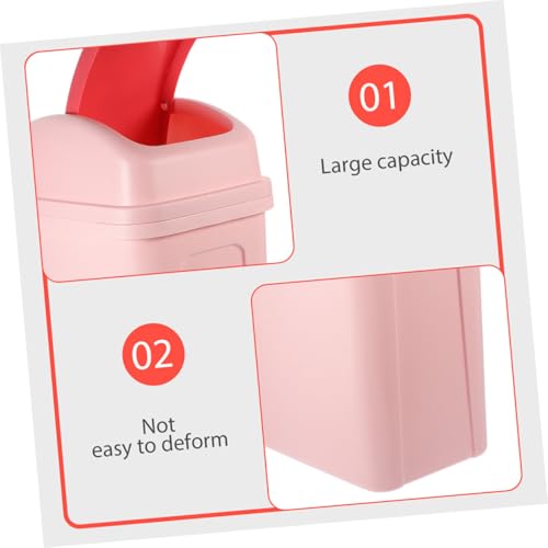 Caneca de basura plástica con tapa basculante rosa miniatura 4