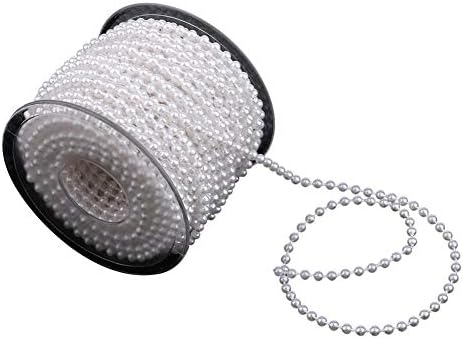 AdasBridal Approx 22 Yards White Pearl Spool Rope,Lmitation Pearl Beads Garland String Wedding Party Decoration DIY Crafts
